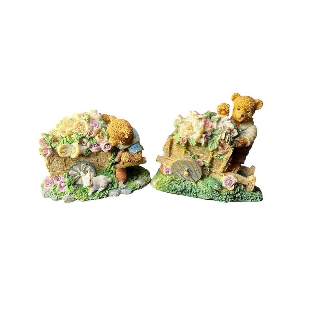 Vintage K's Collection Bear Figurines Bear with Wagon/Bunny/Frog 3.5" Figures - Picture 11 of 11